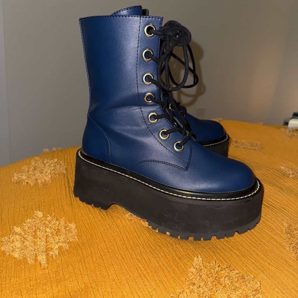 Women's Blue Platform Boots